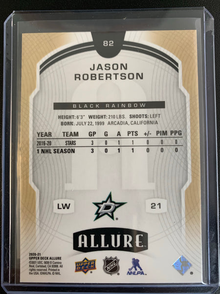 2020-21 UPPER DECK ALLURE HOCKEY #82 DALLAS STARS - JASON ROBERTSON SP BLACK RAINBOW ROOKIE CARD