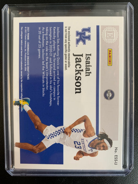 2021 PANINI CHRONICLES DRAFT PICKS BASKETBALL #ESS-IJ LOS ANGELES LAKERS - ISIAH JACKSON SUBSTANTIAL ROOKIE SWATCHES NUMBERED 069/199