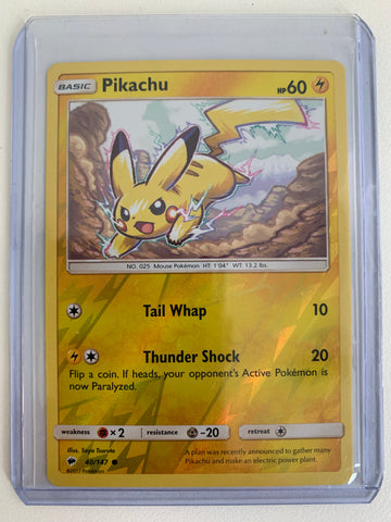 2017 POKEMON SUN & MOON BURNING SHADOWS PIKACHU RARE REVERSE HOLO - 40/147