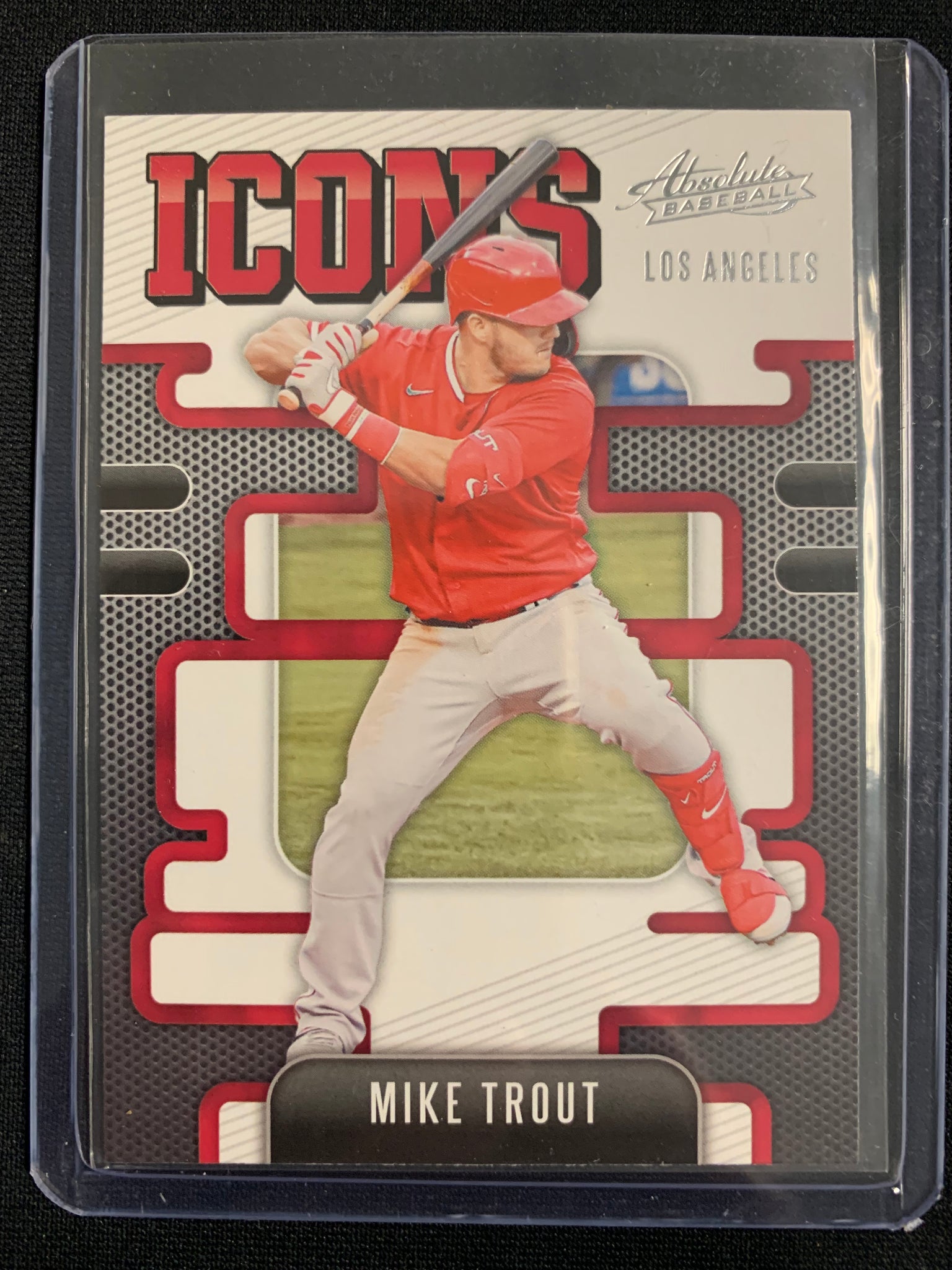 2021 PANINI ABSOLUTE BASEBALL #I-7 LOS ANGELES ANGELS - MIKE TROUT ICONS INSERT CARD