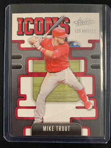 2021 PANINI ABSOLUTE BASEBALL #I-7 LOS ANGELES ANGELS - MIKE TROUT ICONS INSERT CARD