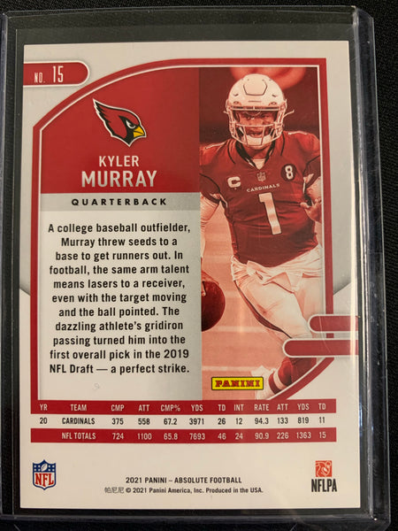 2021 PANINI ABSOLUTE FOOTBALL #15 ARIZONA CARDINALS - KYLER MURRAY RED SQUARES PARALLEL NUMBERED 481/499