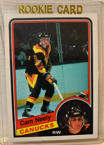 1984-85 O-PEE-CHEE HOCKEY #327 VANCOUVER CANUCKS - CAM NEELY ROOKIE CARD RAW
