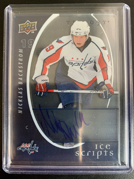 2007-08 UPPER DECK TRILOGY HOCKEY #IS-NB WASHINGTON CAPITALS - NICKLAS BACKSTROM ICE SCRIPTS ON CARD AUTO