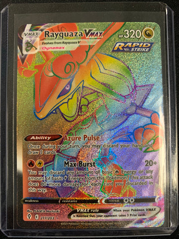 POKEMON SW&SH EVOLVING SKIES -  RAYQUAZA VMAX RAINBOW SECRET RARE 217/203
