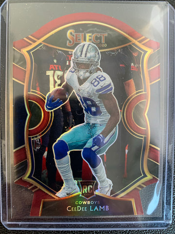 2020 PANINI SELECT FOOTBALL #57 DALLAS COWBOYS - CEE DEE LAMB DIE-CUT CONCOURSE LEVEL ROOKIE CARD