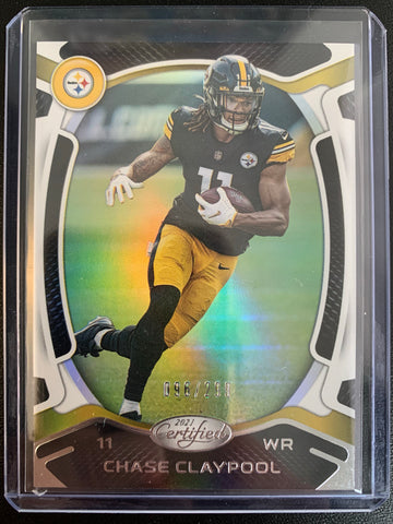 2021 PANINI CERTIFIED FOOTBALL #23 PITTSBURGH STEELERS - CHASE CLAYPOOL BASE SP PARALLEL NUMBERED 096/299