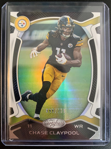 2021 PANINI CERTIFIED FOOTBALL #23 PITTSBURGH STEELERS - CHASE CLAYPOOL BASE SP PARALLEL NUMBERED 096/299