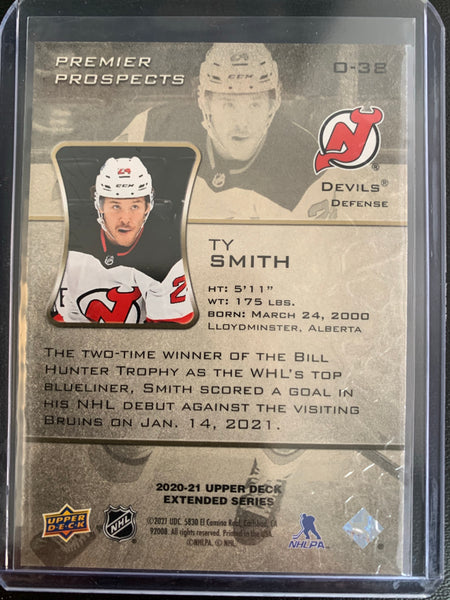 2020-21 UPPER DECK EXTENDED HOCKEY #O-38 NEW JERSEY DEVILS - TY SMITH OVATION PREMIER PROSPECTS ROOKIE CARD