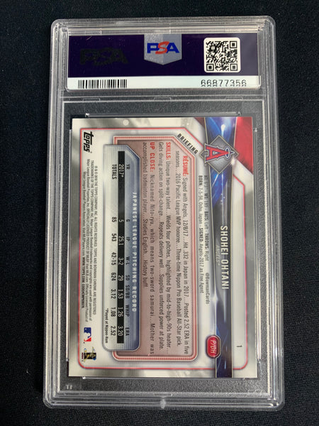 2018 TOPPS BOWMAN CHROME BASEBALL #1 LOS ANGELES ANGELS - SHOHEI OHTANI CHROME ROOKIE CARD GRADED PSA 9 MNT