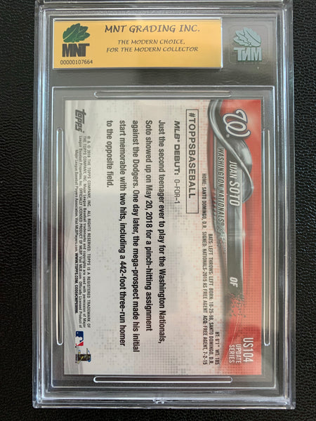 2018 TOPPS UPDATE BASEBALL #US104 WASHINGTON NATIONALS - JUAN SOTO ROOKIE DEBUT ROOKIE CARD GRADED MNT 9.5 GEM MNT