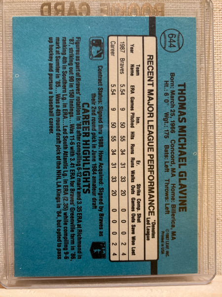 1988-89 DONRUSS BASEBALL #644 - TOM GLAVINE ROOKIE CARD RAW