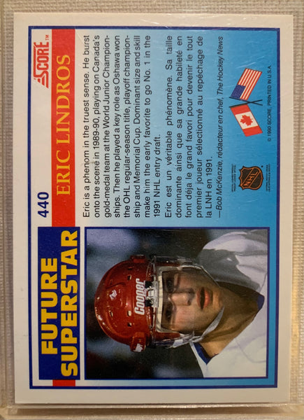1990-91 SCORE CANADIAN HOCKEY #440 OSHAWA GENERALS - ERIC LINDROS ROOKIE CARD RAW