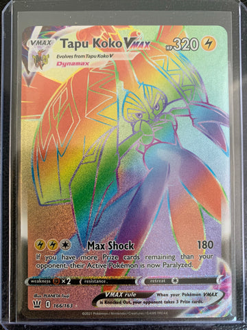 POKEMON SWSH05 BATTLE STYLES TAPU KOKO VMAX SECRET RARE 166/163