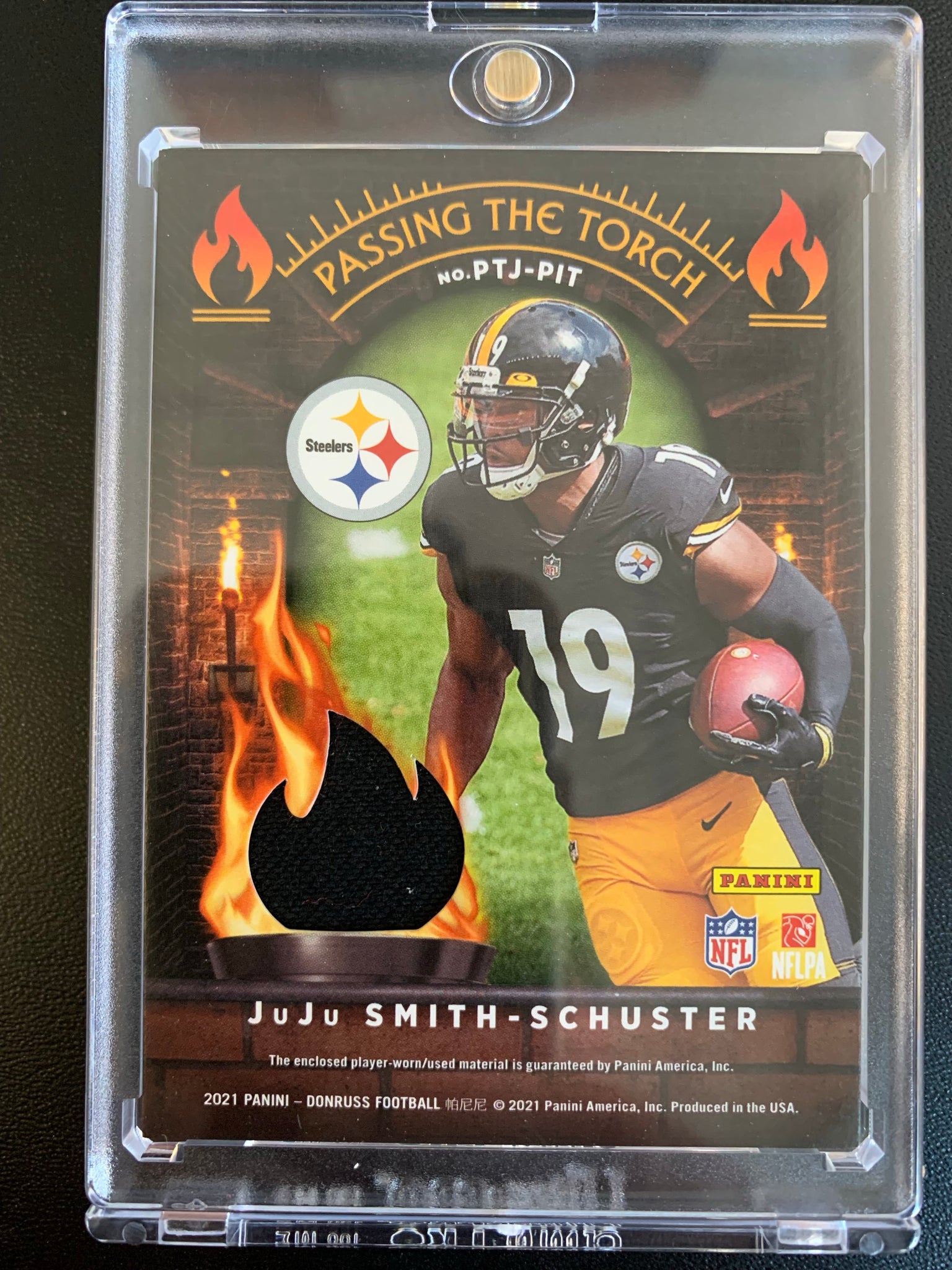 2021 PANINI DONRUSS NFL FOOTBALL #PTJ-PIT PITTSBURGH STEELERS - JUJU SMITH-SCHUSTER / HINES WARD PASSING THE TORCH JERSEY NUMBERED 140/199