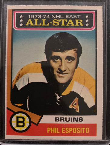 1974-75 O-PEE-CHEE HOCKEY #129 BOSTON BRUINS - PHIL ESPOSITO ALL-STAR CARD RAW