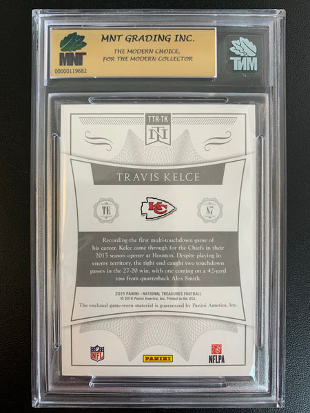 2015 PANINI NATIONAL TREASURES FOOTBALL #TTR-TK KANSAS CITY CHIEFS - TRAVIS KELCE TREMENDOUS TREASURES GAME WORN PATCH NUMBERED 03/25 GRADED MNT 9.0 MINT