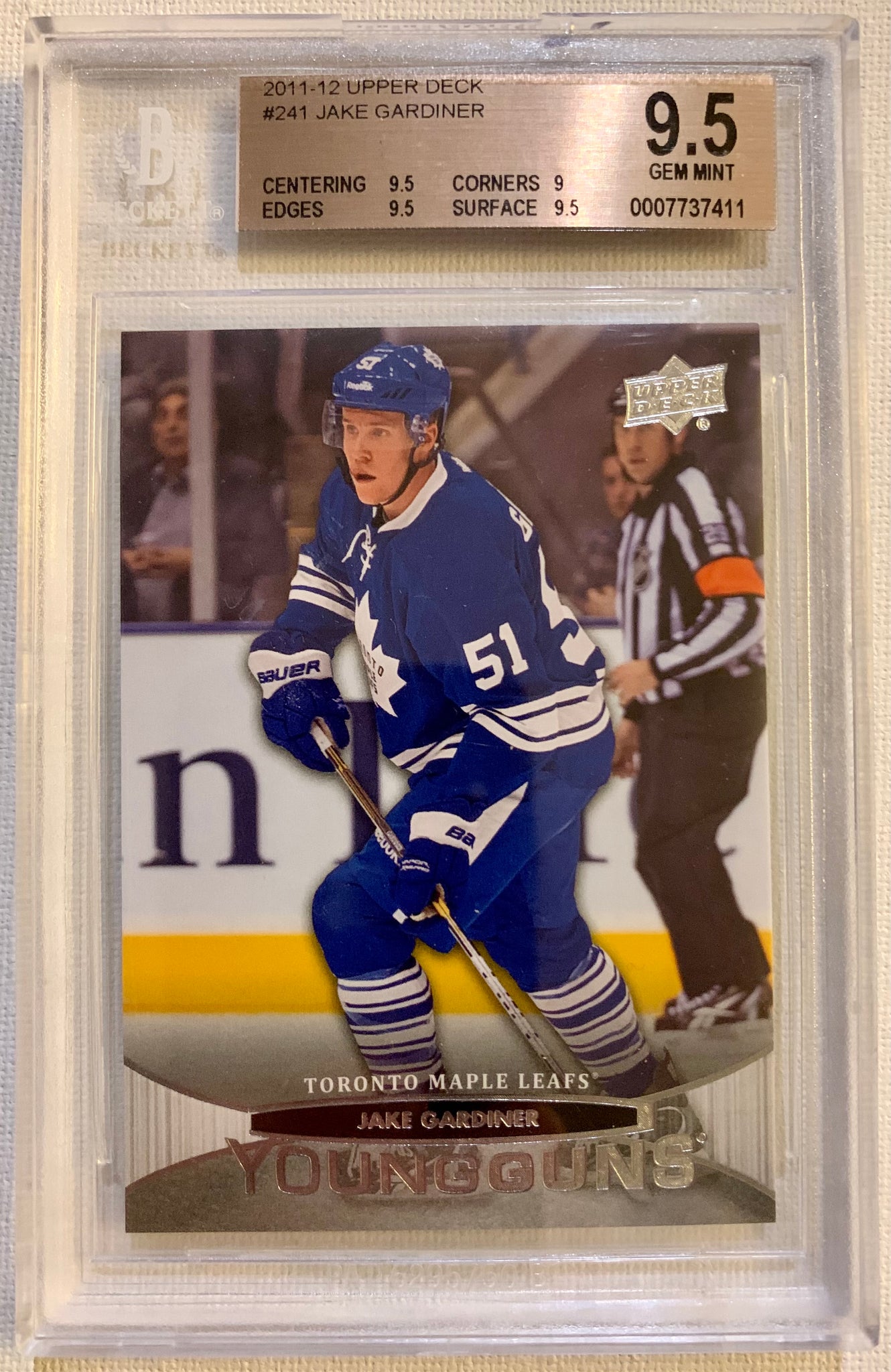 2011-12 UPPER DECK HOCKEY #241 TORONTO MAPLE LEAFS - JAKE GARDINER  ROOKIE CARD GRADED BGS 9.5 GEM MINT