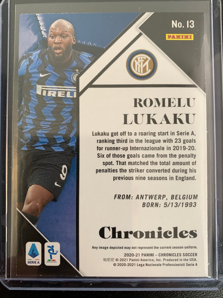 2020-2021 PANINI CHRONICLES SOCCER #13 - ROMELU LUKAKU CHRONICLES BASE CARD