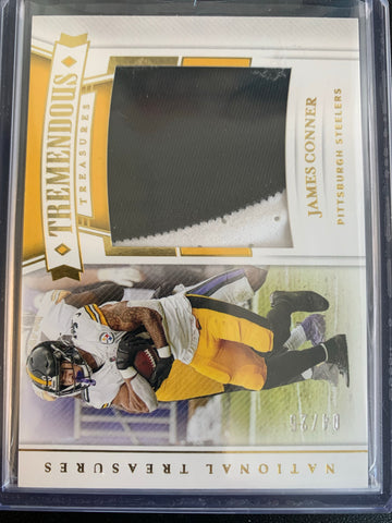 2020 PANINI NATIONAL TREASURES FOOTBALL #TT-JC PITTSBURGH STEELERS - JAMES CONNER TREMENDOUS TREASURES PATCH NUMBERED 04/25