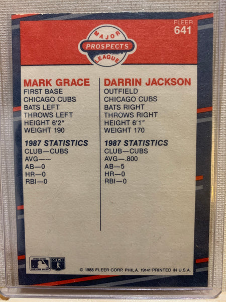 1988-89 FLEER BASEBALL #641 - MARK GRACE ROOKIE CARD RAW