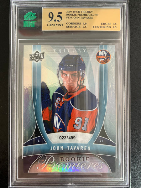 2009-10 UD TRILOGY HOCKEY #201 NEW YORK ISLANDERS - JOHN TAVARES ROOKIE PREMIERES ROOKIE CARD NUMBERED 023/499 GRADED MNT 9.5 GEM MINT