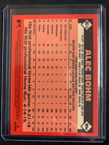 2021 TOPPS CHROME BASEBALL #86BC-14 PHILADELPHIA PHILLIES - ALEC BOHM TOPPS 35TH ANNIVERSARY CHROME ROOKIE CARD