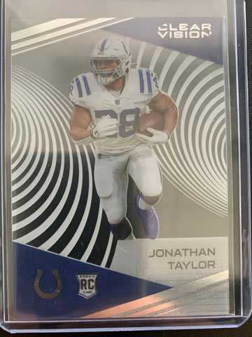2020 PANINI CHRONICLES CLEAR VISION FOOTBALL #CV-7 INDIANAPOLIS COLTS - JONATHAN TAYLOR ROOKIE CARD