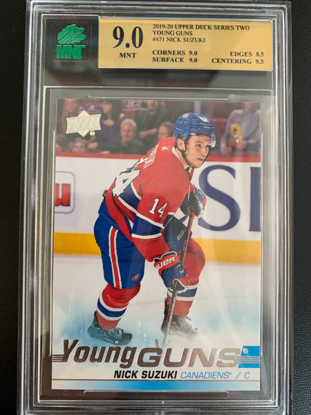 2019-20 UPPER DECK HOCKEY #471 MONTREAL CANADIENS - NICK SUZUKI YOUNG GUNS ROOKIE CARD GRADED MNT 9.0 MINT