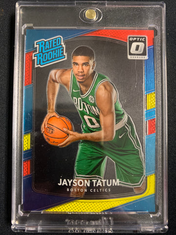 2017-18 PANINI DONRUSS OPTIC NBA BASKETBALL #198 BOSTON CELTICS - JAYSON TATUM RED YELLOW OPTIC RATED ROOKIE