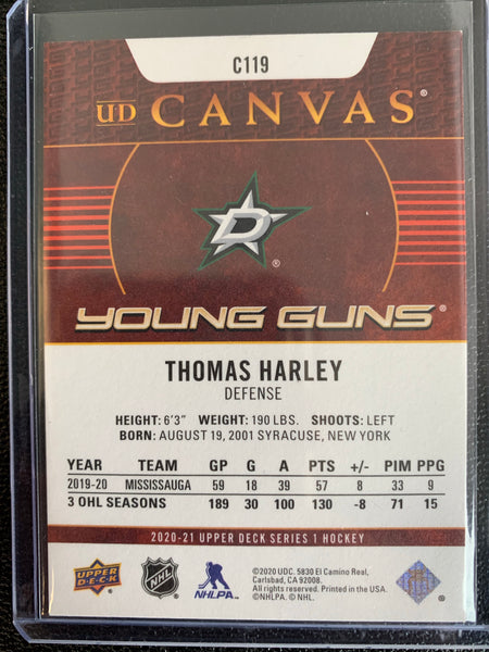 2020-21 UPPER DECK HOCKEY #C119 DALLAS STARS - THOMAS HARLEY YOUNG GUNS CANVAS ROOKIE CARD