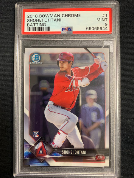 2018 TOPPS BOWMAN CHROME BASEBALL #1 LOS ANGELES ANGELS - SHOHEI OHTANI CHROME ROOKIE CARD GRADED PSA 9 MNT