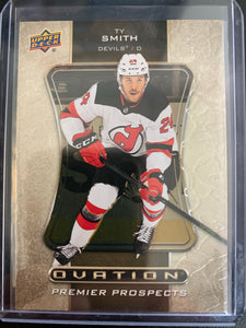 2020-21 UPPER DECK EXTENDED HOCKEY #O-38 NEW JERSEY DEVILS - TY SMITH OVATION PREMIER PROSPECTS ROOKIE CARD