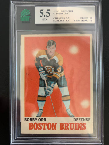 1970-71 O-PEE-CHEE HOCKEY #3 BOSTON BRUINS - BOBBY ORR CARD GRADED MNT 5.5 EX+