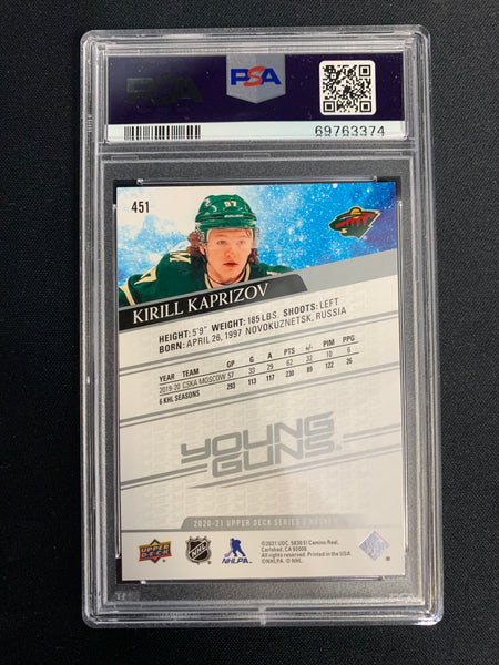 2020 UPPER DECK SERIES 2 HOCKEY #451 - MINNESOTA WILD - KIRILL KAPRIZOV YOUNG GUNS ROOKIE GRADED PSA 10 GEM MINT
