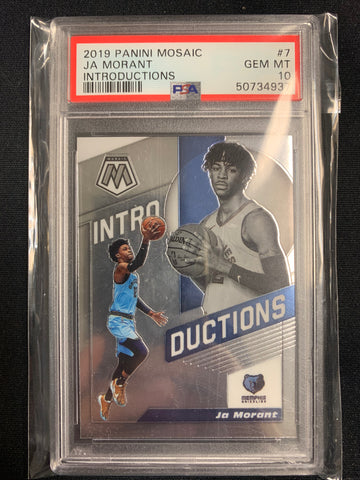 2019 PANINI MOSAIC NBA BASKETBALL #7 MEMPHIS GRIZZLIES - JA MORANT INTRODUCTIONS ROOKIE CARD GRADED PSA 10 GEM MINT