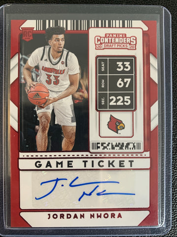 2020 PANINI CONTENDERS DRAFT PICKS BASKETBALL #33 LOUISVILLE - JORDAN NWORA GAME TICKET AUTOGRAPHED ROOKIE CARD