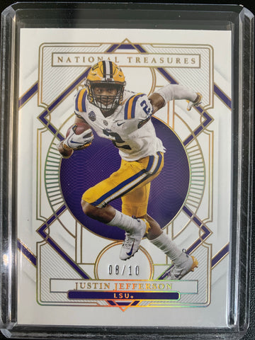 2021 PANINI NATIIONAL TREASURES COLLEGIATE FOOTBALL #24 MINNESOTA VIKINGS - JUSTIN JEFFERSON BASE NUMBERED 08/10