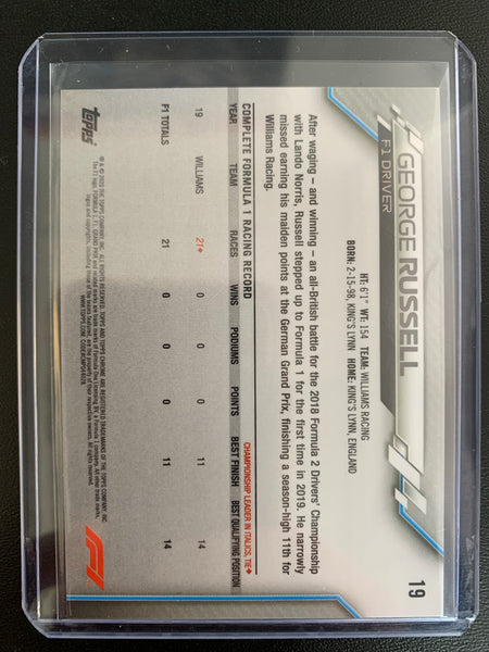 2020 TOPPS CHROME FORMULA 1 RACING #19 - GEORGE RUSSELL CHROME BASE ROOKIE CARD
