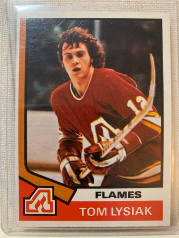 1974-75 O-PEE-CHEE HOCKEY #68 ATLANTA FLAMES - TOM LYSIAK ROOKIE CARD RAW