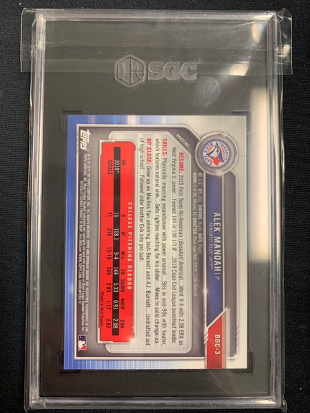 2019 BOWMAN DRAFT CHROME BASEBALL #BDC-3 TORONTO BLUE JAYS - ALEK MANOAH BOWMAN CHROME 1ST ROOKIE CARD GRADED SGC 9 MINT
