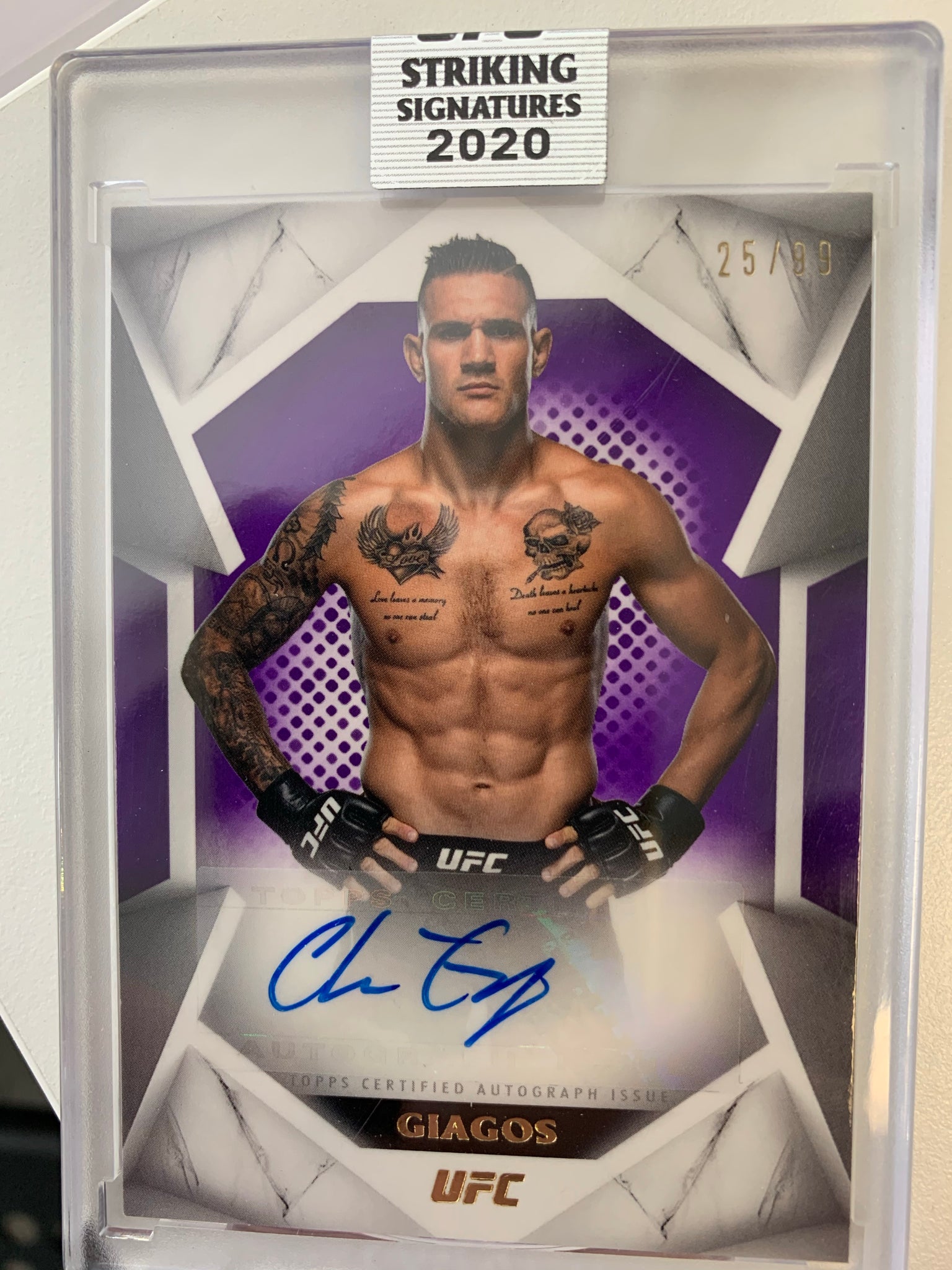 2020 TOPPS UFC STRIKING SIGNATURES # STS-CG - CHRISTOS GIAGOS (PURPLE) AUTO NUMBERED 25/99