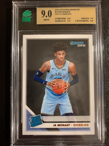 2019-20 PANINI DONRUSS BASKETBALL #202 MEMPHIS GRIZZLIES - JA MORANT "RATED ROOKIE" ROOKIE CARD GRADED MNT 9.0 MINT