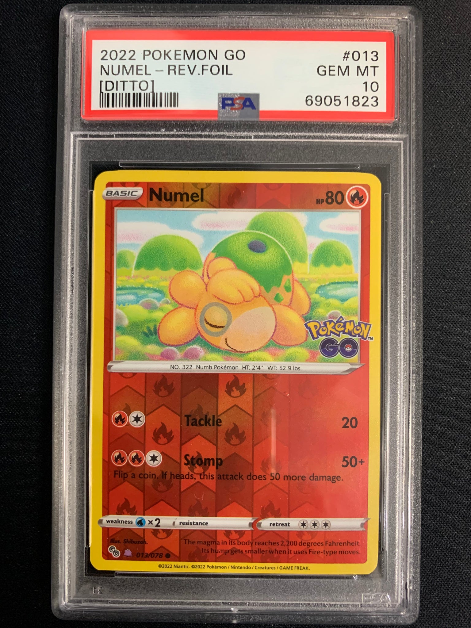 2022 POKEMON GO NUMEL REVERSE HOLO FOIL (DITTO) #013 - GRADED PSA 10 GEM MINT