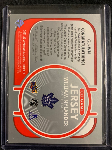 2021-22 UPPER DECK S1 HOCKEY #GJ-WN TORONTO MAPLE LEAFS - WILLIAM NYLANDER UD GAME JERSEY INSERT