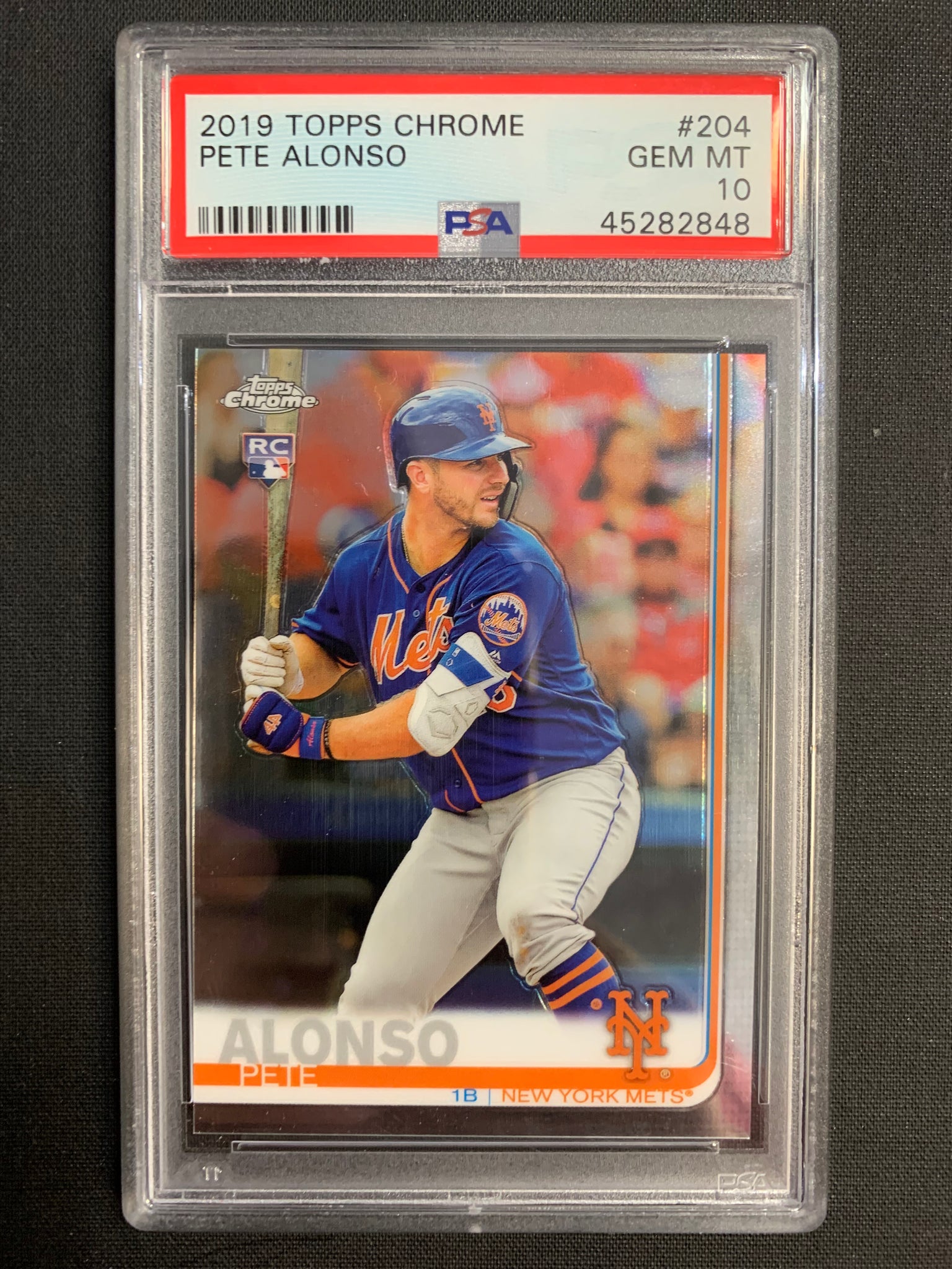 2019 TOPPS CHROME BASEBALL #204 NEW YORK METS - PETE ALONSO ROOKIE CARD GRADED PSA 10 GEM MINT