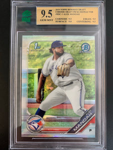 2019 BOWMAN DRAFT CHROME BASEBALL #BDC-3 TORONTO BLUE JAYS - ALEK MANOAH BOWMAN CHROME 1ST REFRACTOR ROOKIE CARD GRADED MNT 9.5 GEM MINT