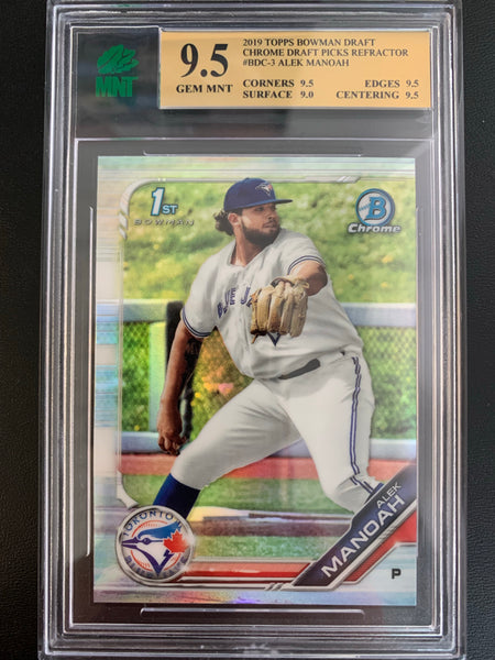 2019 BOWMAN DRAFT CHROME BASEBALL #BDC-3 TORONTO BLUE JAYS - ALEK MANOAH BOWMAN CHROME 1ST REFRACTOR ROOKIE CARD GRADED MNT 9.5 GEM MINT