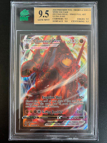 POKEMON SWORD & SHIELD VIVID VOLTAGE #99 COALOSSAL VMAX FULL ART ULTRA RARE GRADED MNT 9.5 GEM MINT