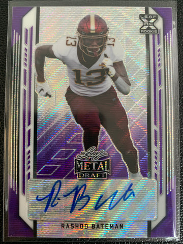 2021 LEAF METAL DRAFT FOOTBALL #BA-RB2 BALTIMORE RAVENS - RASHOD BATEMAN AUOGRAPHED ROOKIE CARD SERIAL NUMBERED 14/15